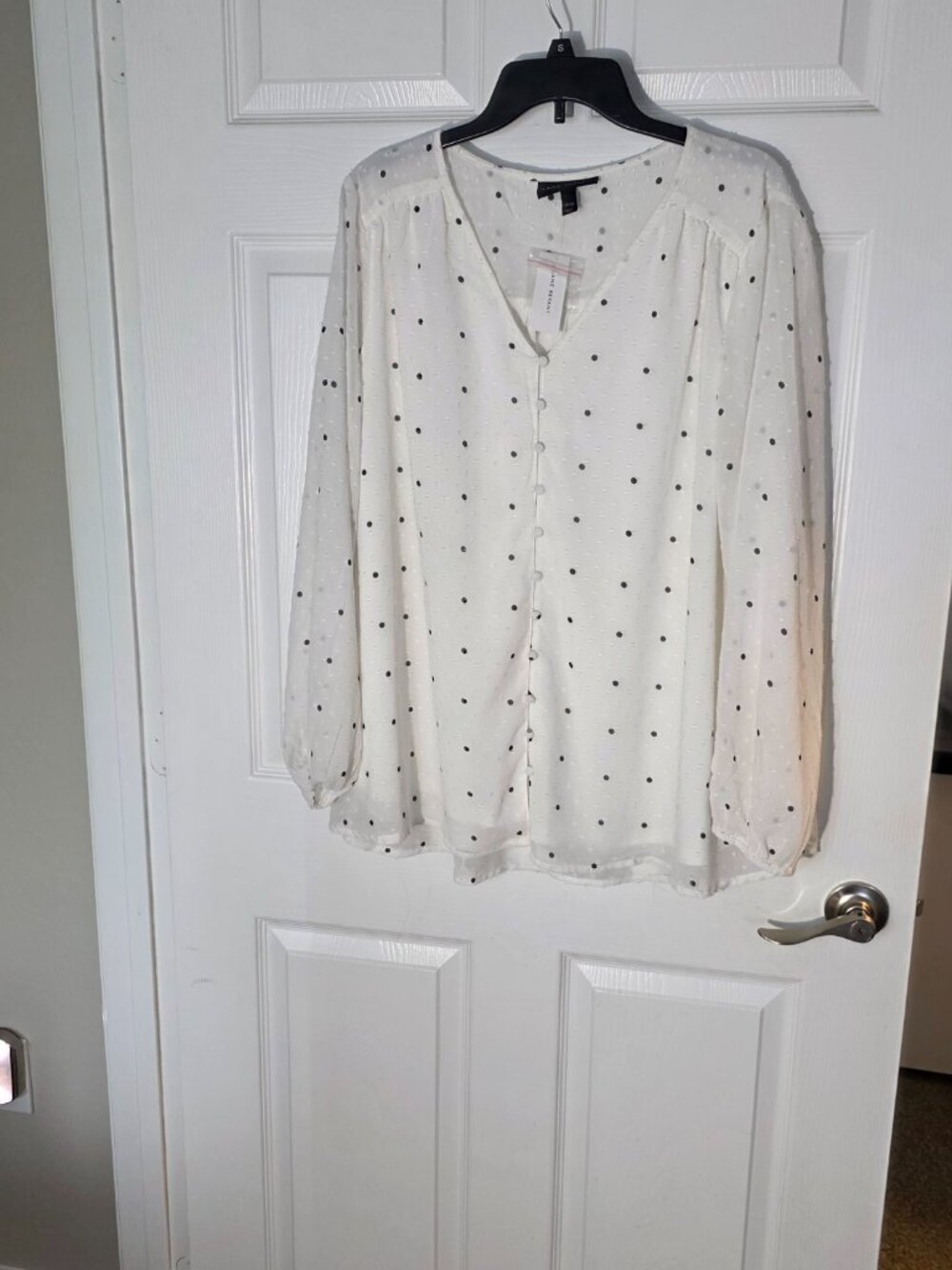 Lane Bryant white black polkadots top blouse 18/20